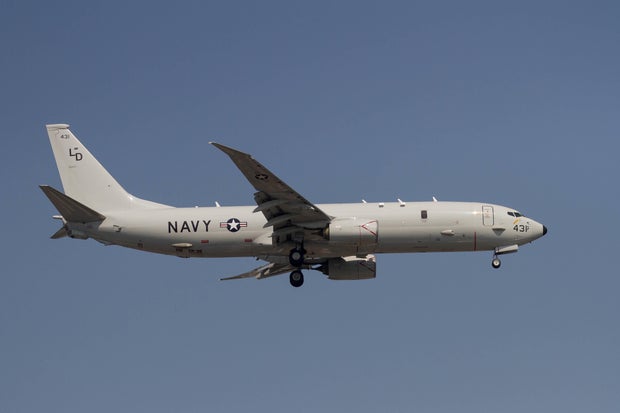 A Boeing P-8A Poseidon, multi-mission maritime aircraft with