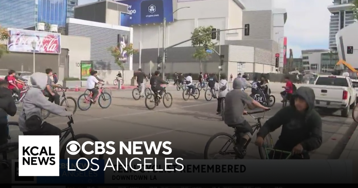 Teenager killed in possible road rage incident remembered with bike ride in downtown LA