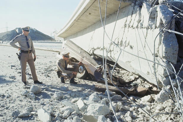 Patrolmen Observing Earthquake Destruction 