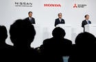 Honda, Nissan and Mitsubishi Motors hold a joint press conference on their merger talks 