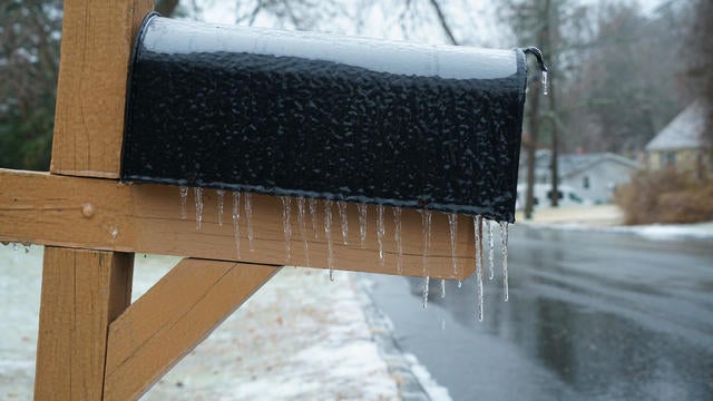 Close up on Icicle on the mailbox 