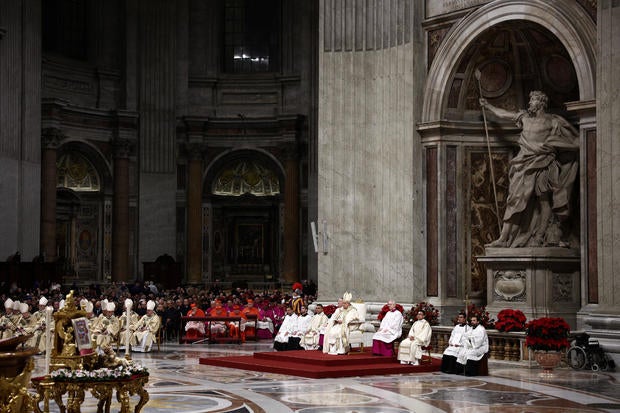 Pope Francis celebrates Christmas Eve Mass in St. Peter's Basilica at the Vatican 