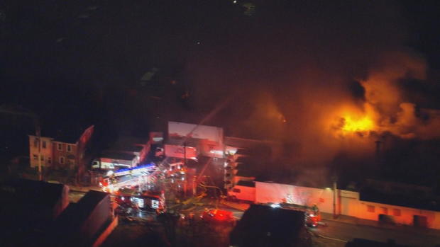 Three-alarm building fire in Frankford 