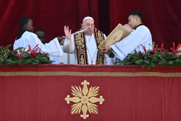 Pope Francis gives Christmas blessing at the Vatican 