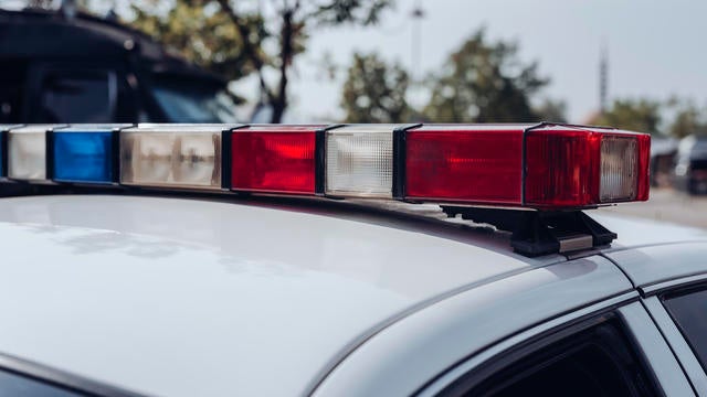 Emergency lights on a us police car 