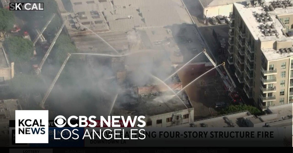LAFD crews battle downtown Los Angeles 100-year-old building fire - CBS ...
