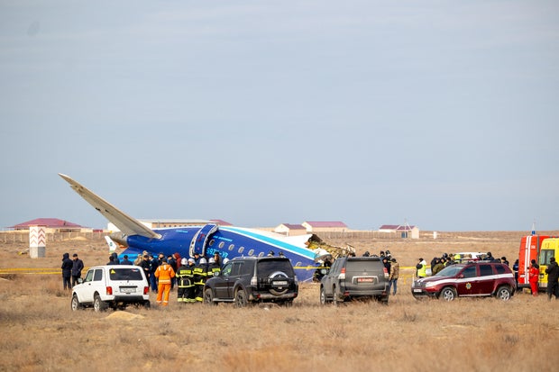 Crash site of an Azerbaijan Airlines passenger plane in Kazakhstan