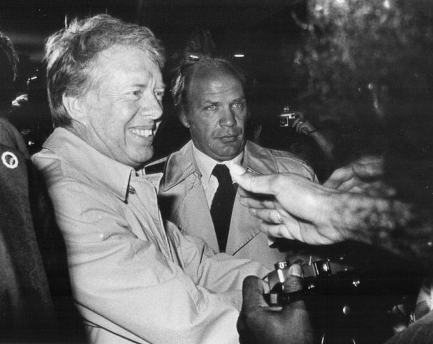 5-1978; Carter, Jimmy - Colorado Visits; Inside Cosmopolitan Hotel (?) shaking hands before upstairs