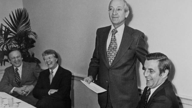 Rep. Jack Brooks, Rep. John Brademas, President Jimmy Carter and Vice President Walter Mondale"n 