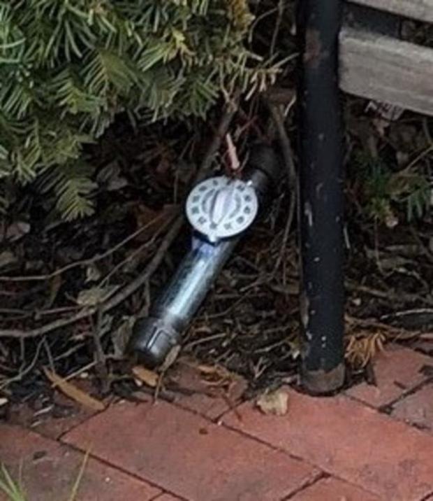 A photo of one of two pipe bombs left near Democratic and Republican National Committee headquarters in Washington, D.C., on Jan. 5, 2021. 