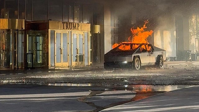 Tesla Cybertruck explodes outside Trump Las Vegas hotel 