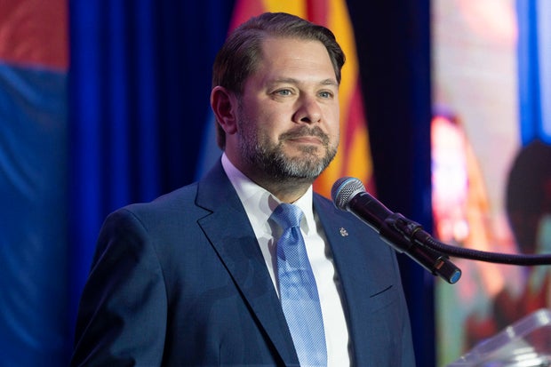 Rep. Ruben Gallego speaks in Phoenix, Arizona, on Nov. 5, 2024.
