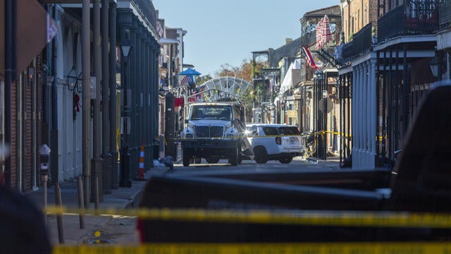 Police checkpoints on and around Bourbon Street, after a vehicle plowed into New Year crowds at a tourist district local authorities said in New Orleans, Louisiana, United States on January 1, 2025. 