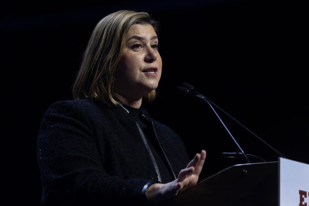 Rep. Elissa Slotkin speaks in Detroit on Nov. 6, 2024.