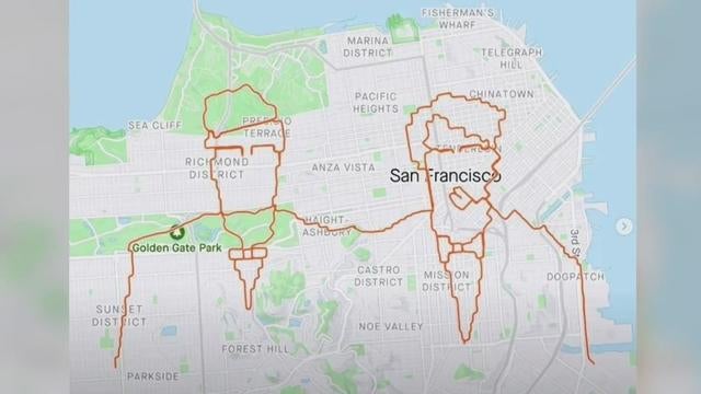 "Run art" made with Strava app 