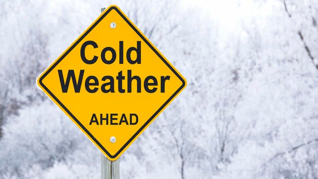 Cold Weather Ahead Road Warning Sign 