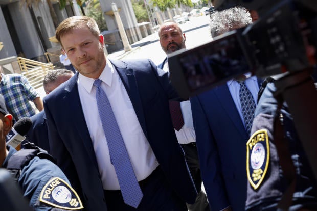 Attorney John Irving leaves the James Lawrence King Federal Justice Building on July 31, 2023, in Miami, Florida. 