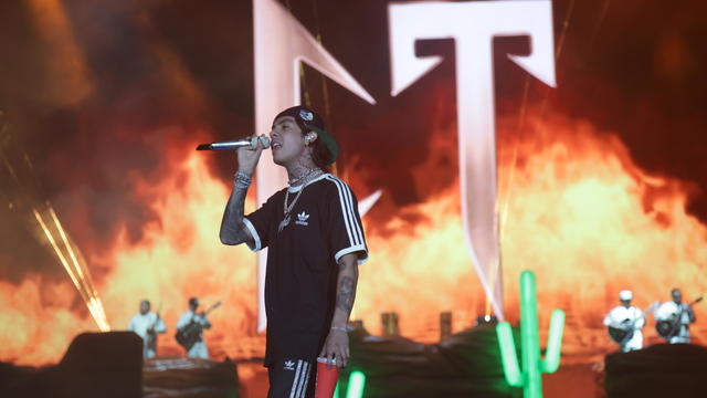 Mexican singer Natanael Cano performs on stage during his 