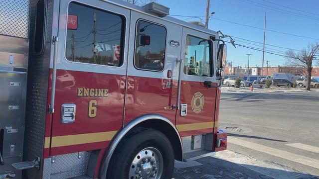 Engine 6 pulls into the street 