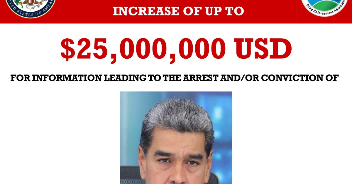Reward for capture of Venezuela’s Maduro increased to  million in effort to capture him Reward for capture of Venezuela’s Maduro increased to  million in effort to capture him