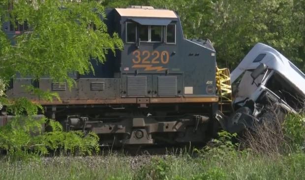 CSX train crashes with tractor-trailer in Rosedale 