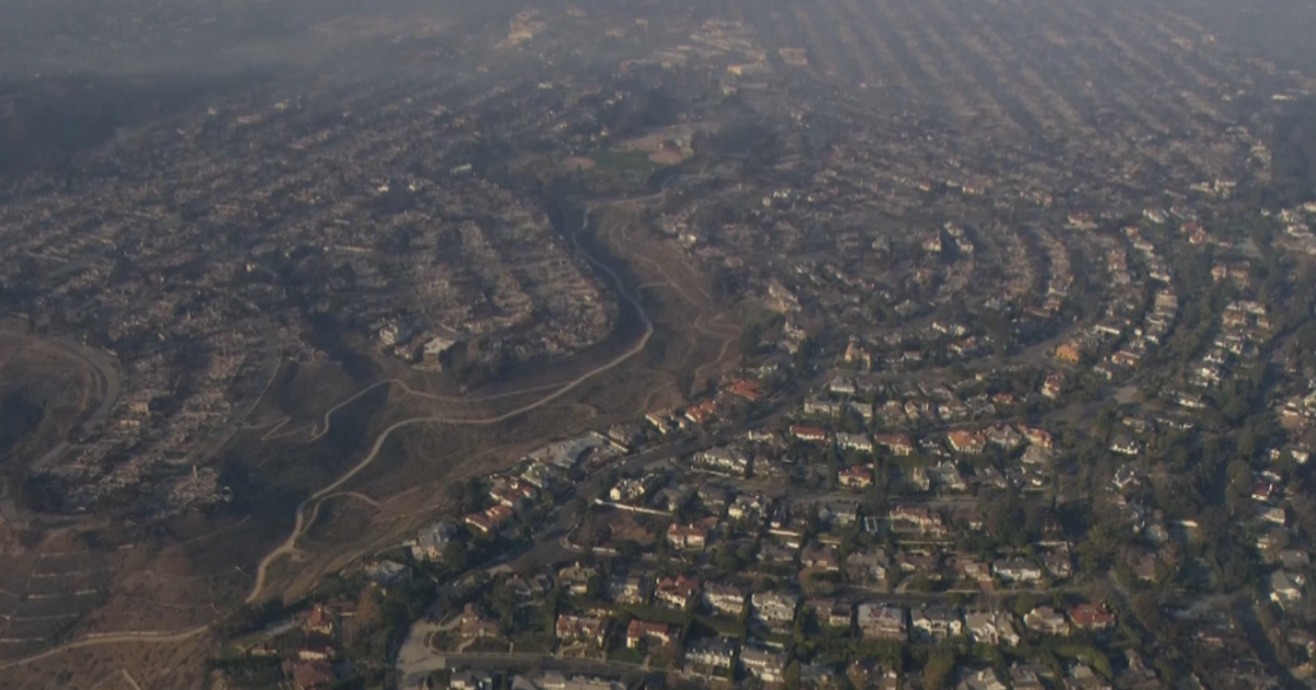 SkyCal provides aerial views of Pacific Palisades neighborhoods affected by fire