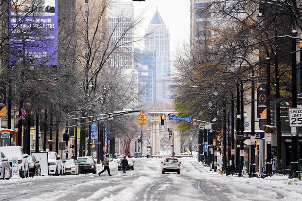 Large Winter Storm Continues To Bring Snow To Southern States 