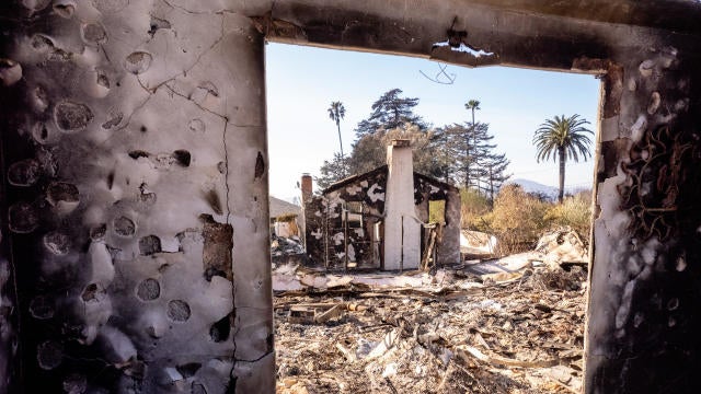 Homes destroyed by the Eaton Fire are seen in Altadena, California, Jan. 20, 2025. 