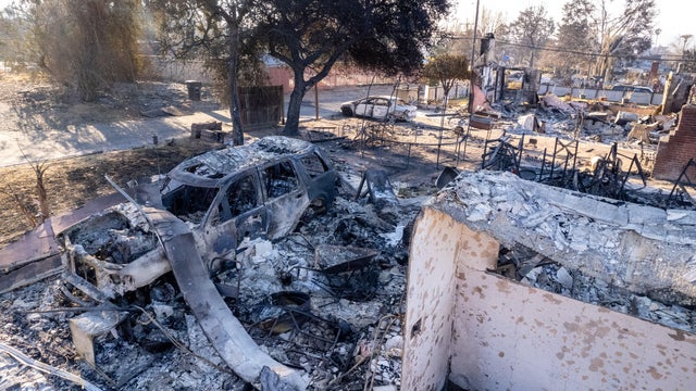 An area destroyed by the Eaton Fire is seen in Altadena, California, Jan. 20, 2025. 