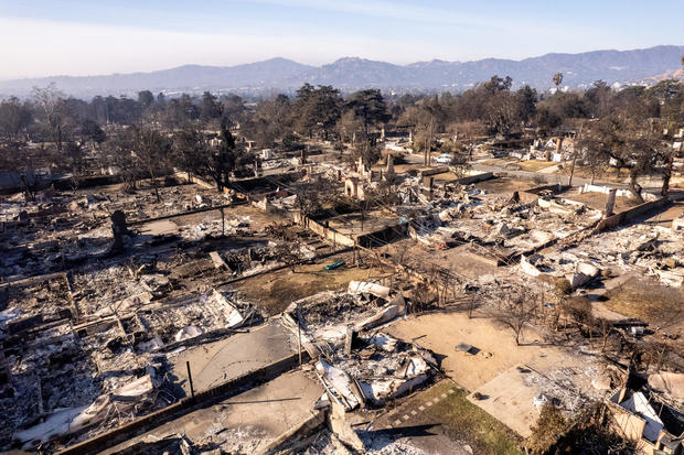 An area destroyed by the Eaton Fire is seen in Altadena, California, Jan. 20, 2025. 