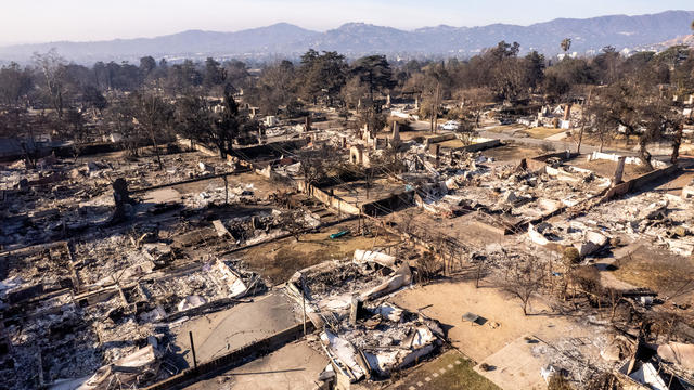 An area destroyed by the Eaton Fire is seen in Altadena, California, Jan. 20, 2025. 