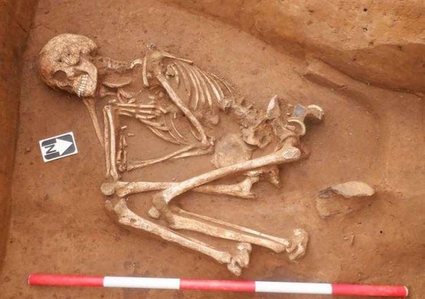 Bronze Age woman found in crouch burial position.