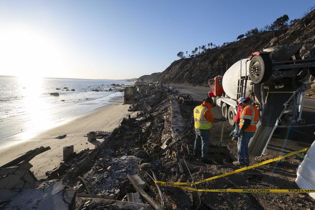 Damage after Palisade Fire in Pacific Palisades, California 