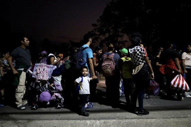 Migrants continue en route to the U.S. despite President Trump's warnings of mass deportations, in Huixtla, Mexico, on Jan. 21, 2025.