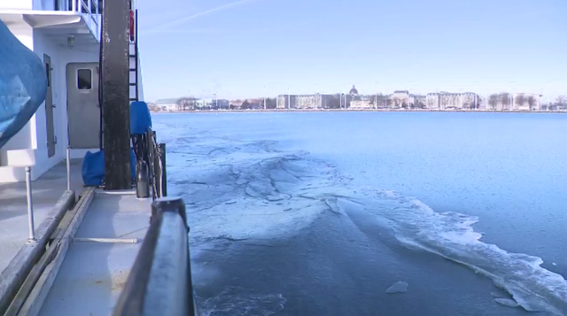Ice-Cutting Vessel on the Chesapeake Bay in Maryland 