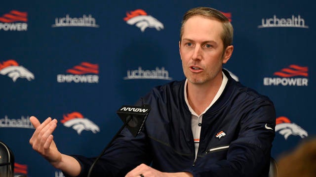 Denver Broncos assistant GM Darren Mougey during a pre-draft press conference at the Pat Bowlen Fieldhouse April 22, 2022. 