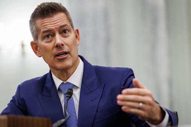 Sean Duffy, President Trump's nominee for Secretary of Transportation, testifies before the Senate Commerce, Science, and Transportation Committee during his confirmation hearing in the Russell Senate Office Building on January 15, 2025 in Washington, DC. 