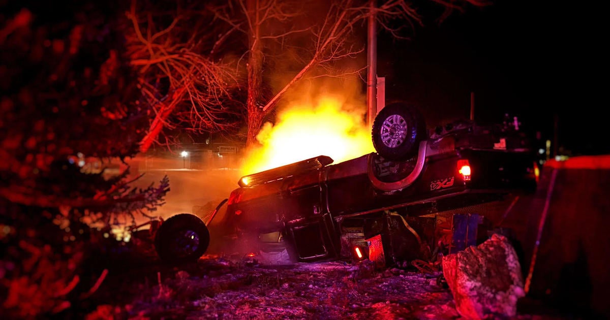 Police in Loveland arrested driver after a fiery crash that left driver uninjured - CBS Colorado