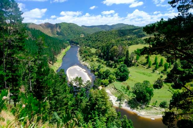 The Whanganui River is seen near the entrance to Whanganui National Park, near Whanganui, North Island, New Zealand