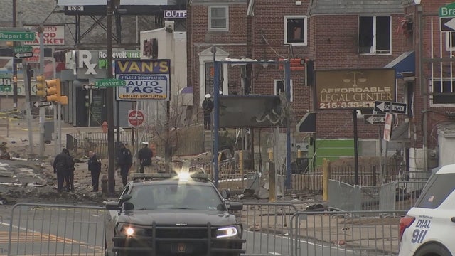 A fenced off area is seen after the plane crash in Northeast Philadelphia 