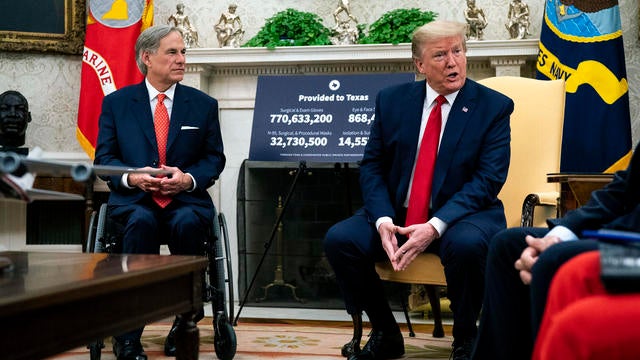 President Trump Meets With Texas Governor Abbott At The White House 