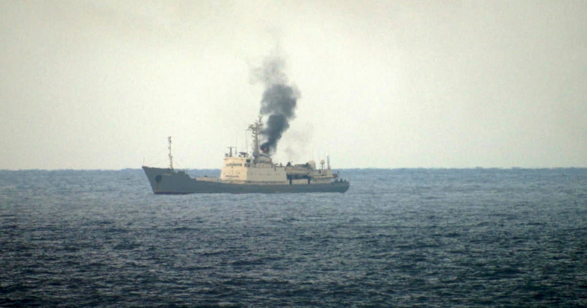 Russian spy ship catches fire in Mediterranean, heard on audio issuing warning: "Please hear me"