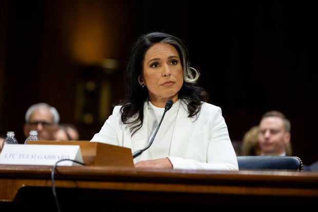 Tulsi Gabbard, nominee to be director of national intelligence, testifies in front of the Senate Intelligence Committee on Jan. 30, 2025.