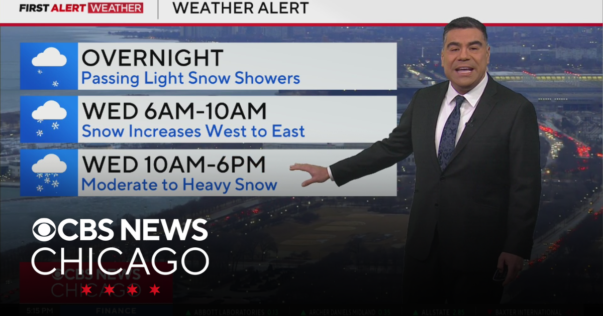 Moderate to heavy snow starts Wednesday morning in Chicago - CBS Chicago