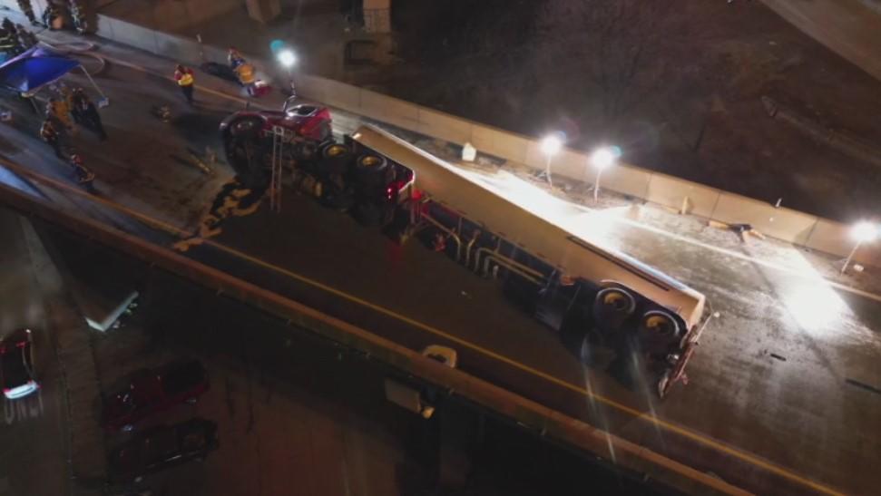 After clearing a tanker truck crash on Route 28, the cleanup of the ...