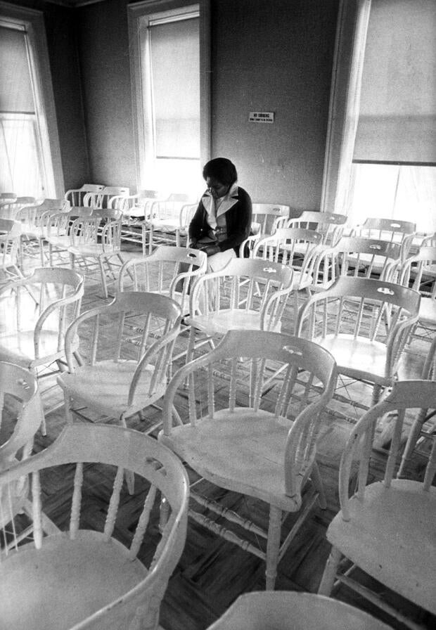 AUG 20 1974, AUG 21 1974; Fairplay Mayor ADA Evans Sits Alone In The 100-Year-Old Courthouse; She co 