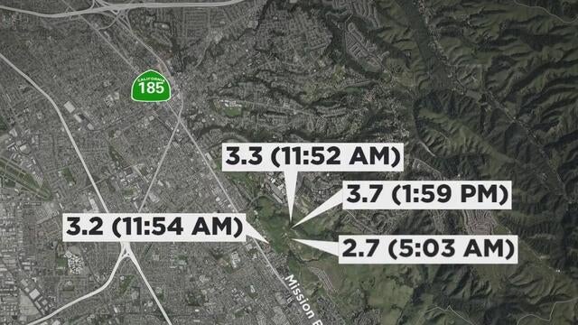 Hayward earthquakes map 