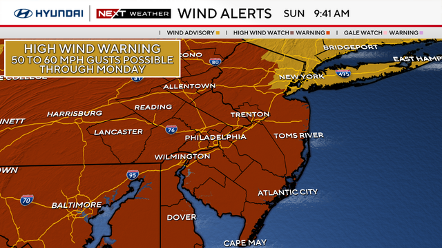 High wind warning for Sunday and Monday 