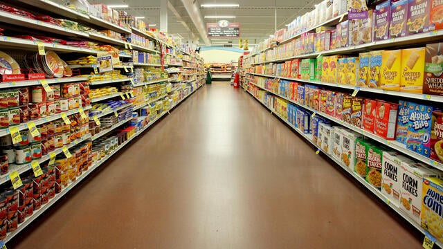 Grocery store aisle. 