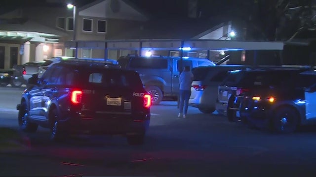 Police car with bright lights and siren